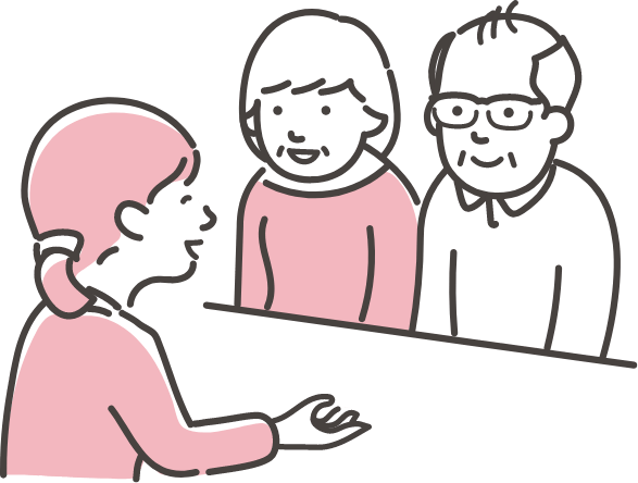 相談員がご夫婦に説明をしているイラスト